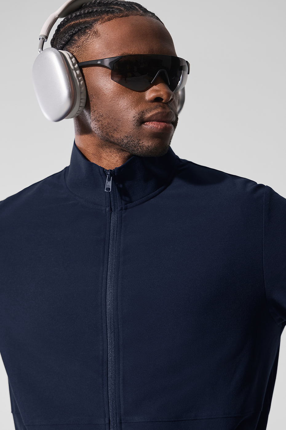 Conquer Max Mock Neck Full Zip — Bleu marine