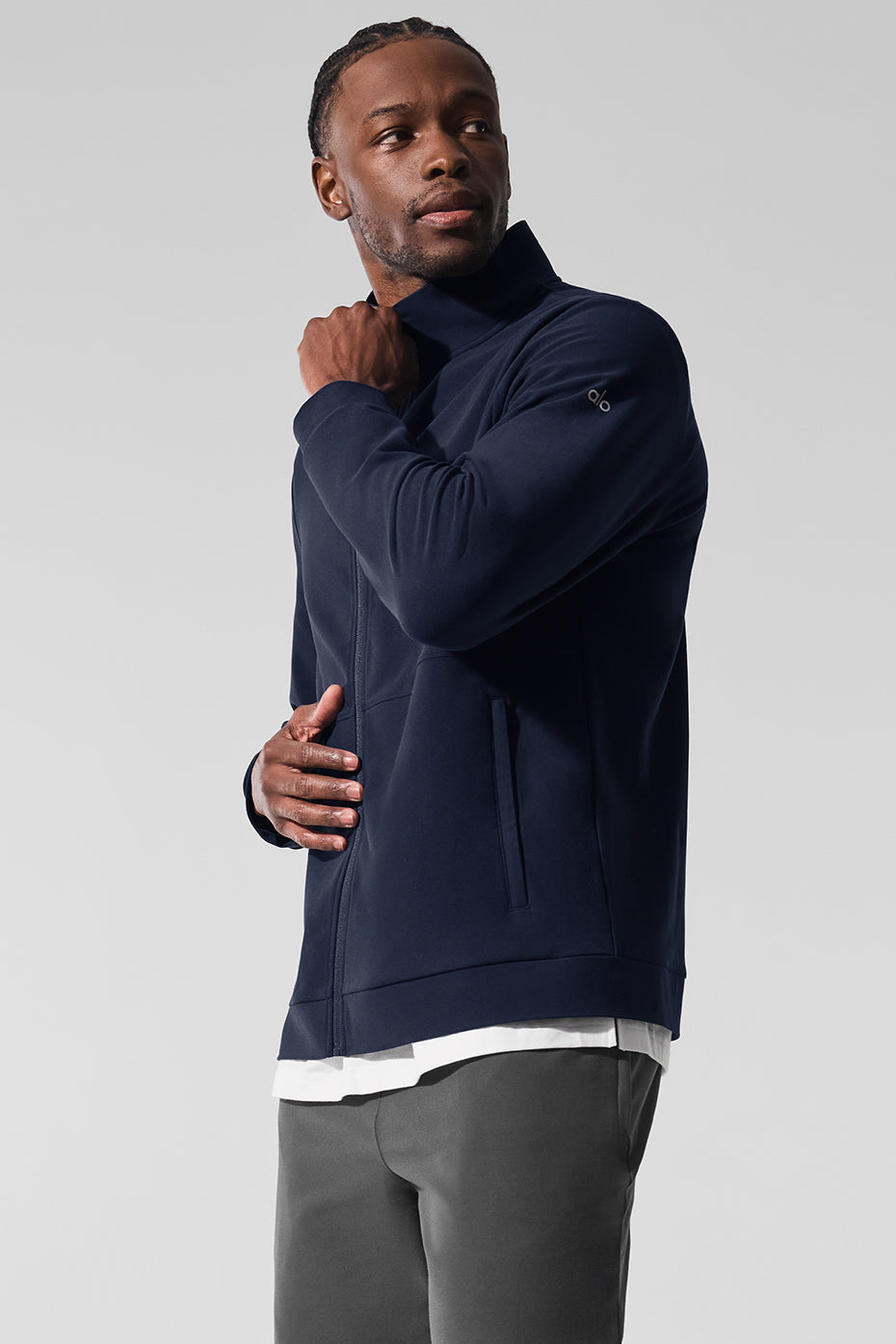 Conquer Max Mock Neck Full Zip — Bleu marine